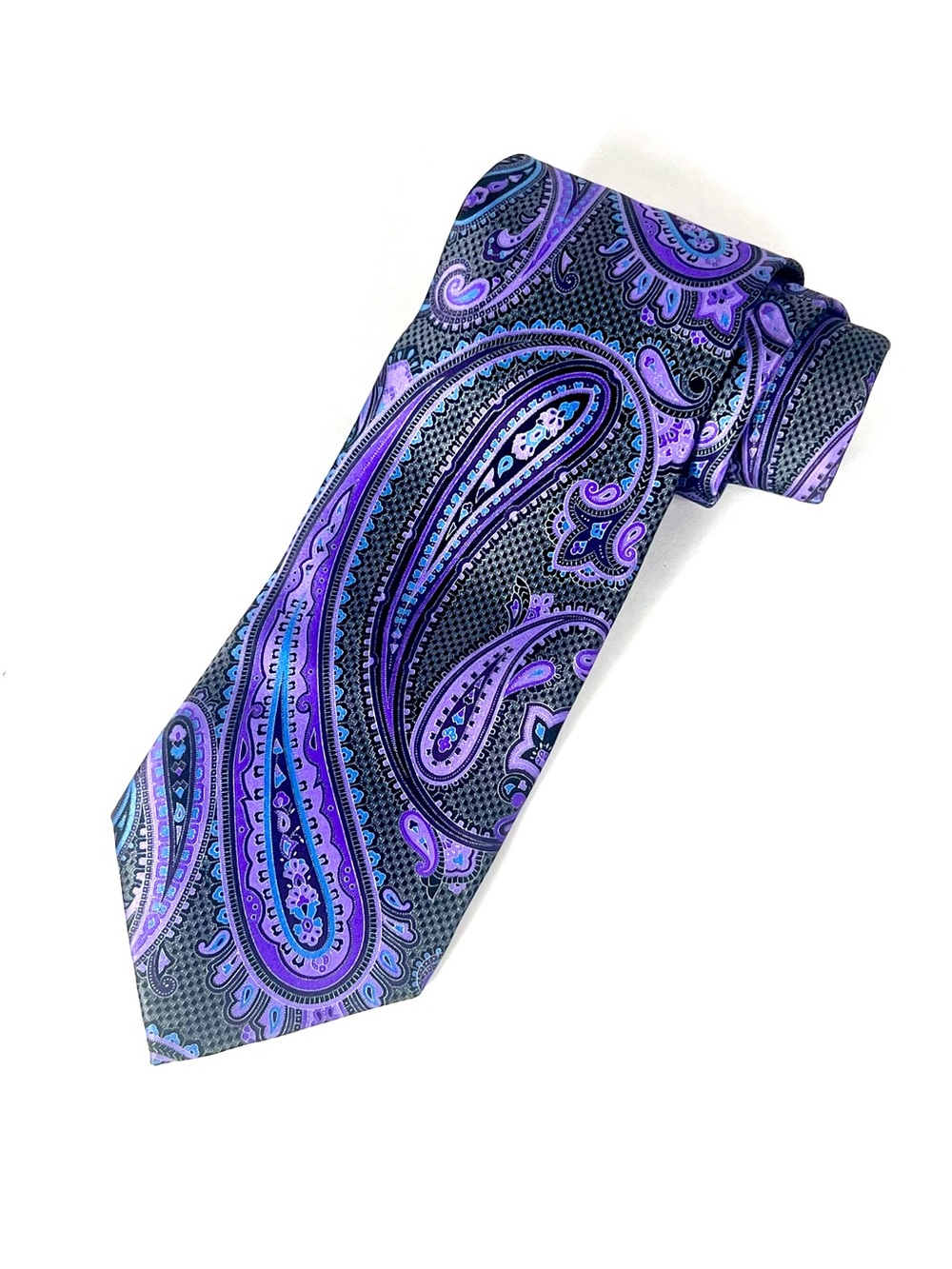 Ermenegildo Zegna Purple and Blue Paisley Silk Tie